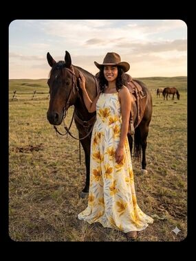 Patrons of Peace Yellow Floral Halter Maxi Dress
